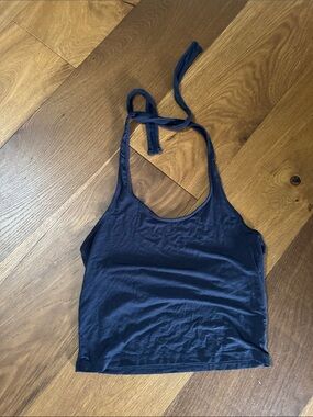 Junior’s Navy Halter Crop Tank Top